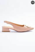 Cato Fashions Gold Ornament Patent Slingback Pumps