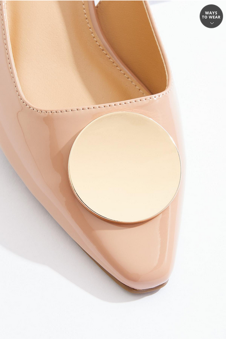 Cato Fashions Gold Ornament Patent Slingback Pumps