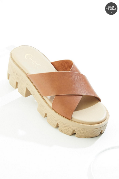 Cato Fashions Faux Leather X Band Platform Sandals
