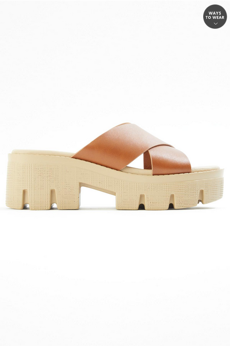 Cato Fashions Faux Leather X Band Platform Sandals