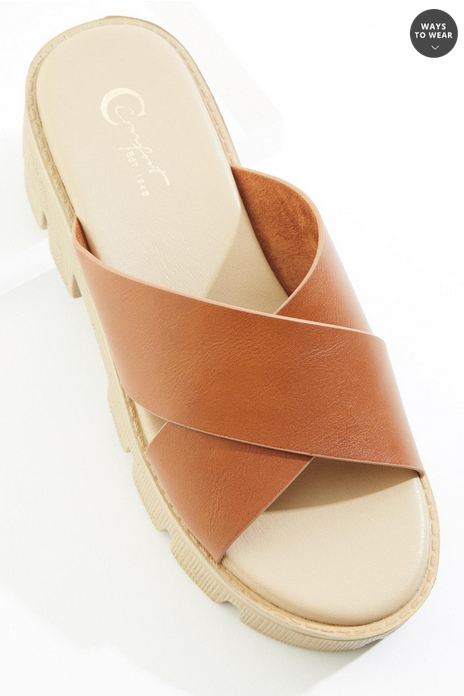 Cato Fashions Faux Leather X Band Platform Sandals