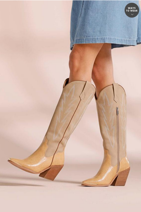 Cato Fashions Tall Faux Croc Western Boots