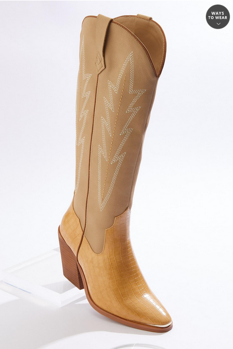 Cato Fashions Tall Faux Croc Western Boots