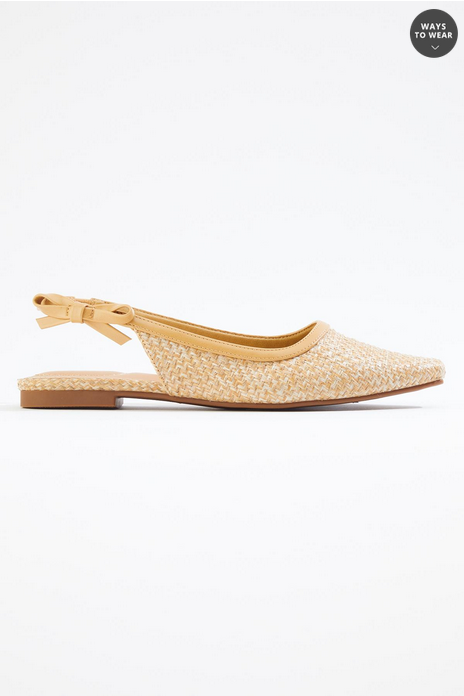 Cato Fashions Classic Raffia Bow Slingback Flats