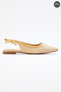Cato Fashions Classic Raffia Bow Slingback Flats