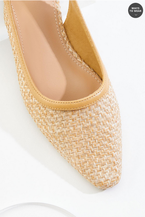Cato Fashions Classic Raffia Bow Slingback Flats