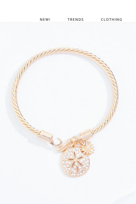 Cato Fashions Twisted Gold Sand Dollar Charm Bracelet