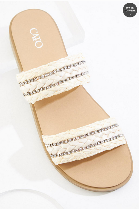 Cato Fashions Double Band Raffia Sandals