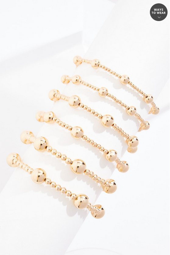Cato Fashions Gold Mixed Size Ball Beaded Bracelet Set