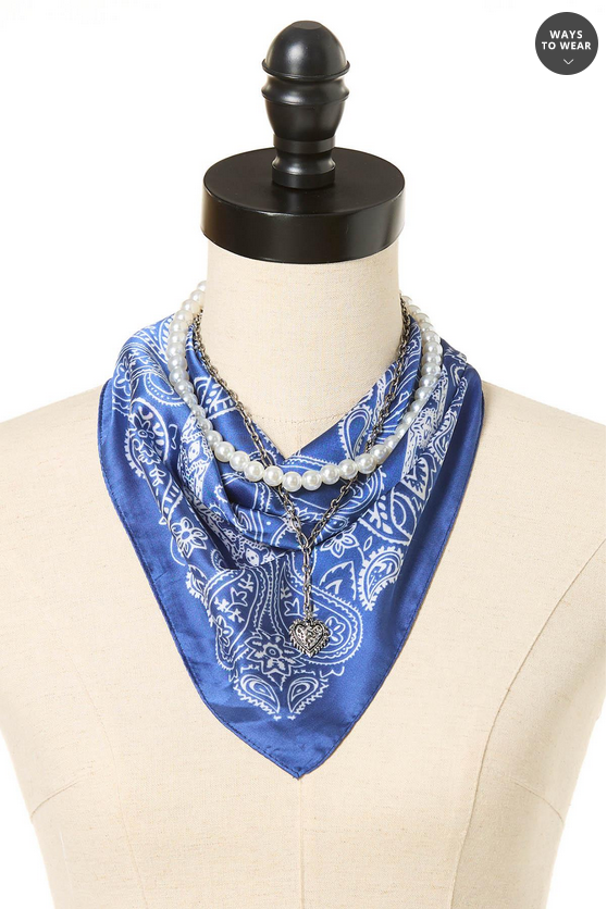 Cato Fashions Rodeo Scarf Pearl Charm Necklace