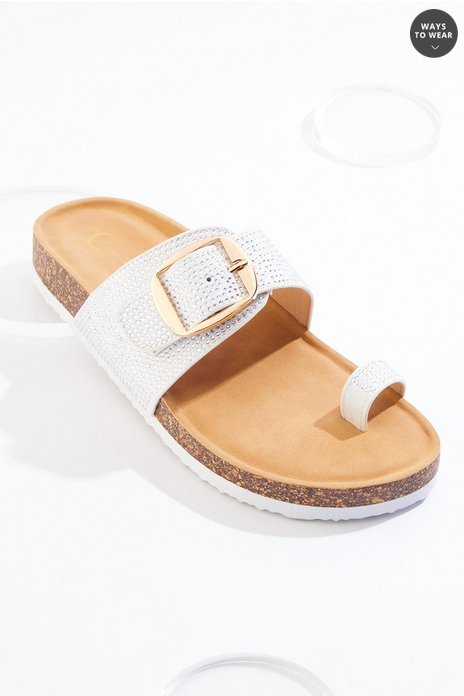 Cato Fashions Rhinestone Toe Loop Footbed Sandals