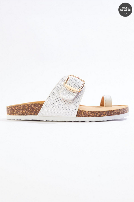 Cato Fashions Rhinestone Toe Loop Footbed Sandals