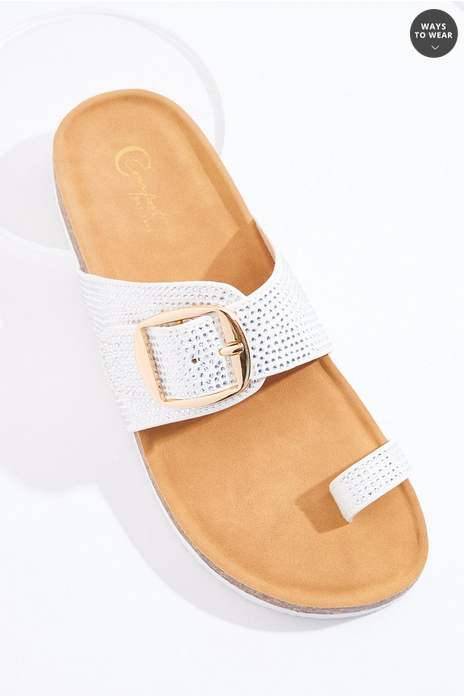 Cato Fashions Rhinestone Toe Loop Footbed Sandals