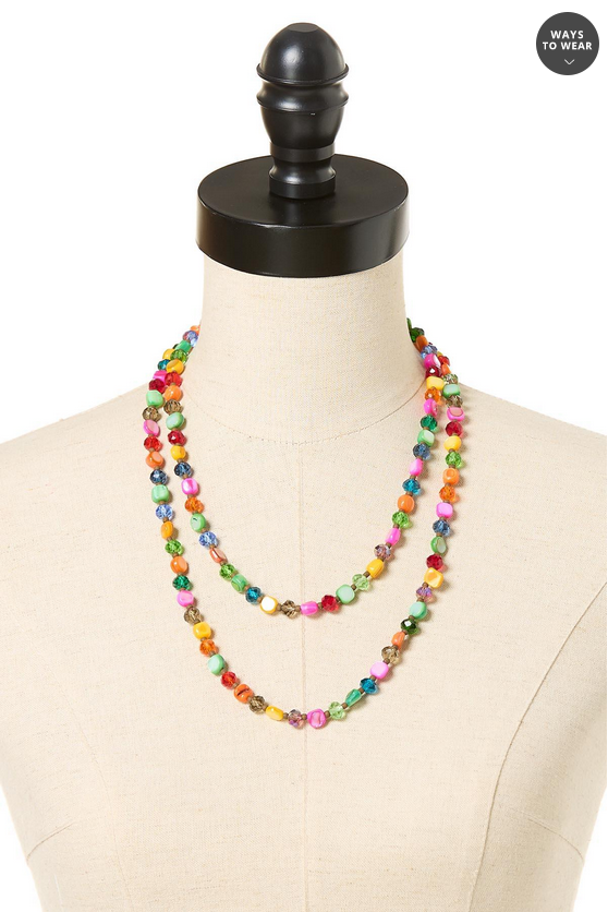 Cato Fashions Multicolor Glass Beaded Opera Necklace Set