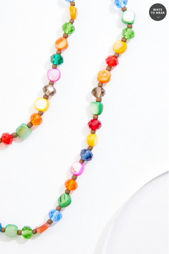 Cato Fashions Multicolor Glass Beaded Opera Necklace Set