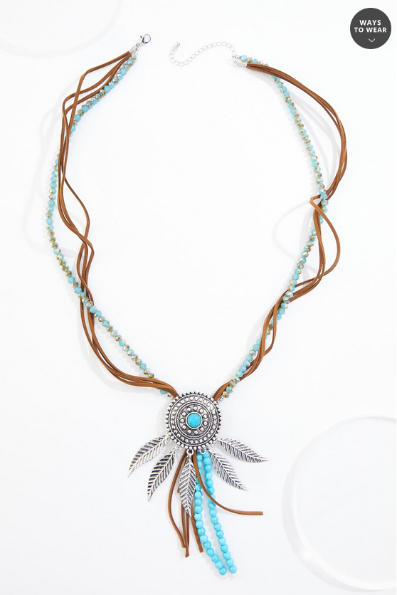 Cato Fashions Semi- Precious Western Dreamcatcher Pendant Necklace