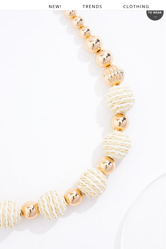 Cato Fashions Raffia Gold Ball Beaded Necklace Set