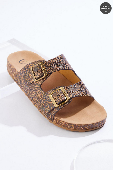 Cato Fashions Tooled Double Band Sandals