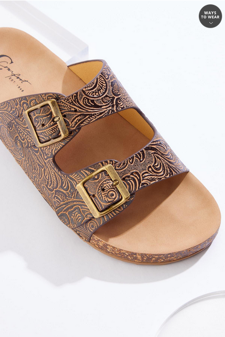 Cato Fashions Tooled Double Band Sandals