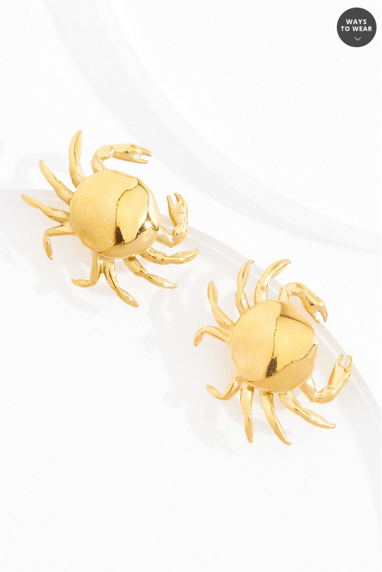 Cato Fashions Gold Crab Button Earrings