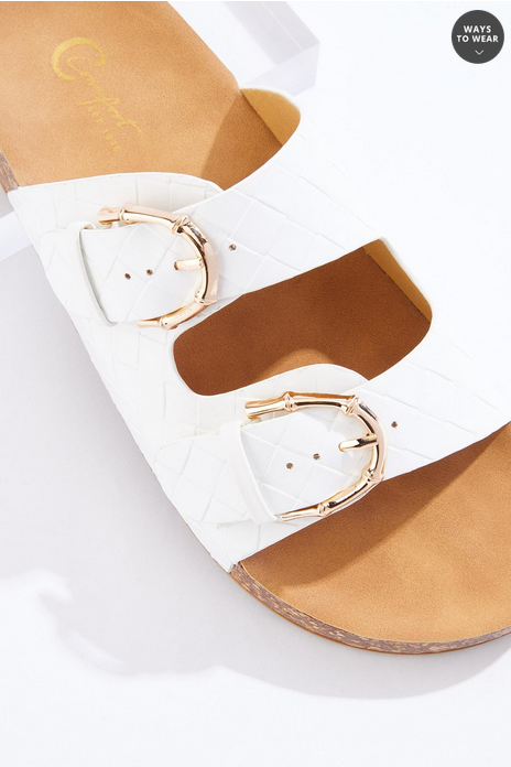 Cato Fashions Woven Bamboo Buckle Sandals