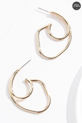 Cato Fashions Gold Abstract Hoop Earrings