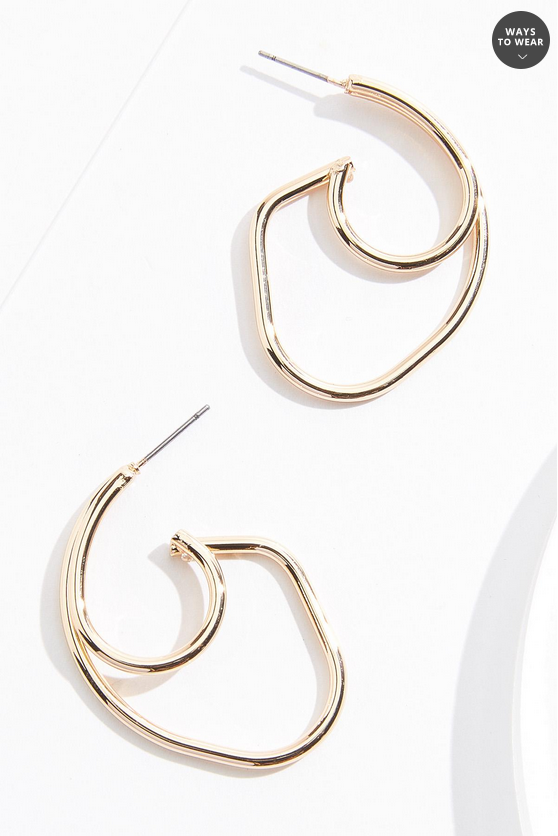 Cato Fashions Gold Abstract Hoop Earrings