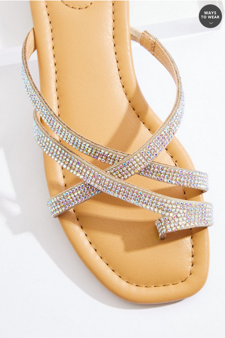 Cato Fashions Rhinestone Toe Loop Sandals