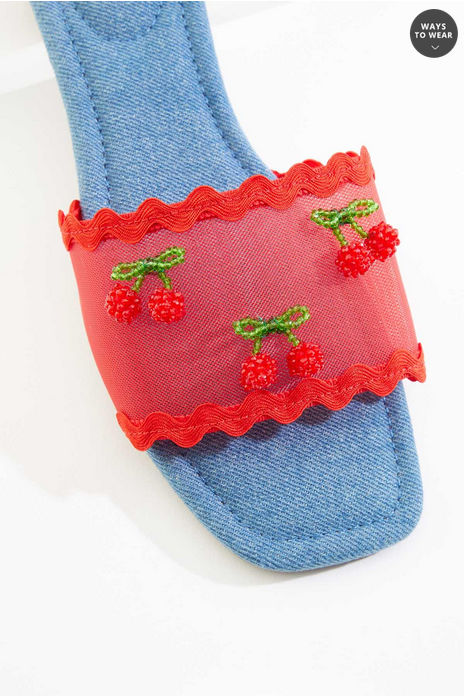 Cato Fashions Wide Width Cherry Ric Rac One Band Sandals