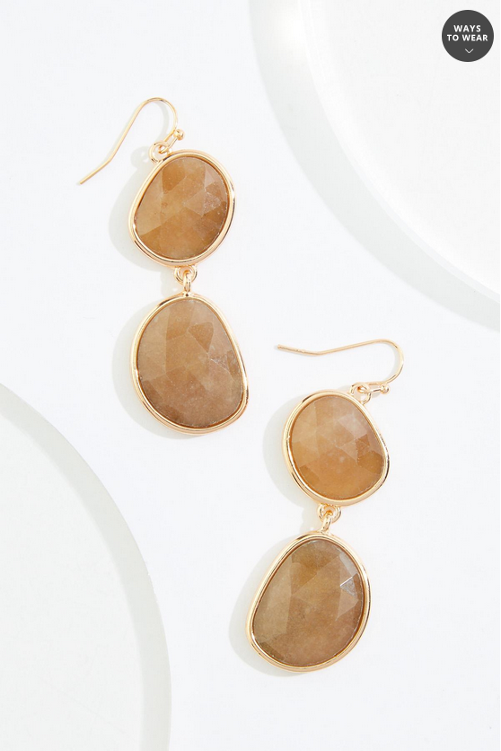 Cato Fashions Semi- Precious Tiered Oval Earrings