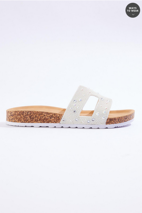 Cato Fashions Pearl Embellished Band Sandals