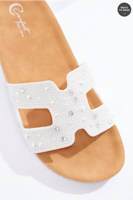 Cato Fashions Pearl Embellished Band Sandals