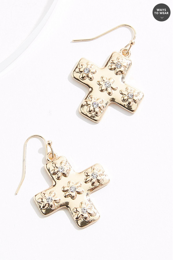 Cato Fashions Delicate Gold Floral Cross Necklace Set