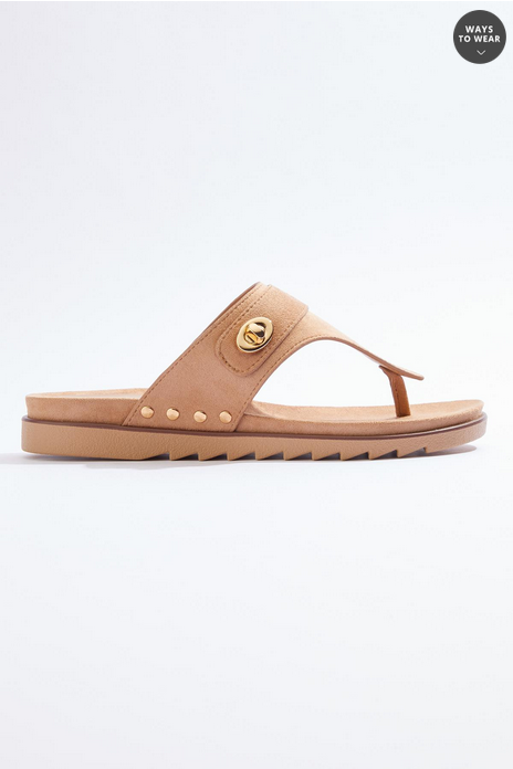 Cato Fashions Suede Shield Lock Sandals