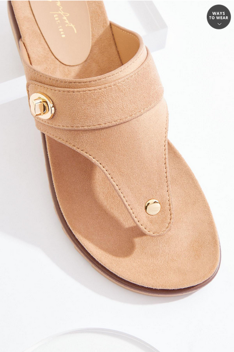 Cato Fashions Suede Shield Lock Sandals