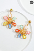 Cato Fashions Multicolor Beaded Floral Outline Earrings