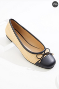 Cato Fashions Wide Width Raffia Toe Cap Ballet Flats