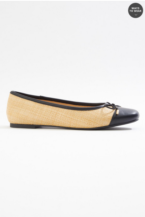 Cato Fashions Wide Width Raffia Toe Cap Ballet Flats
