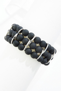 Cato Fashions Black Rubber Beaded Stretch Bracelet