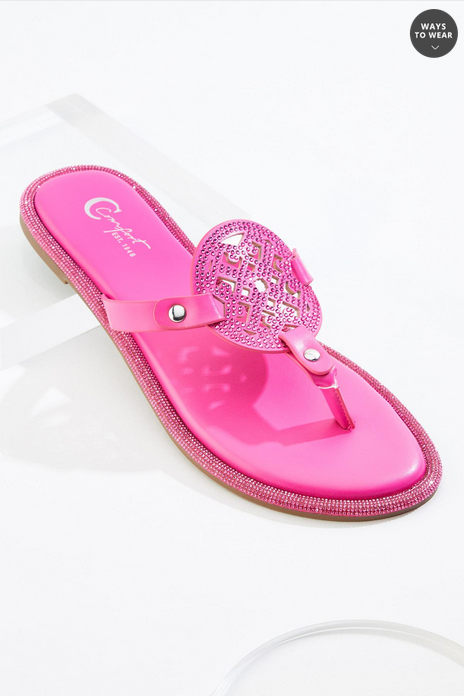 Cato Fashions Rhinestone Trim Medallion Sandals