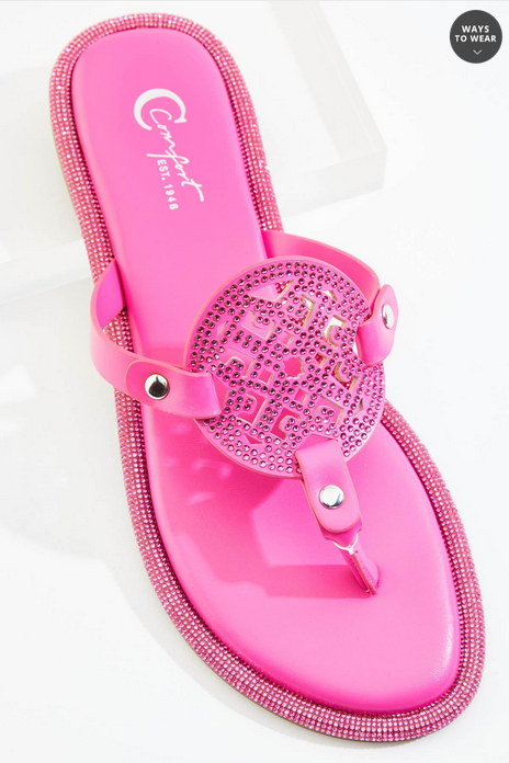 Cato Fashions Rhinestone Trim Medallion Sandals