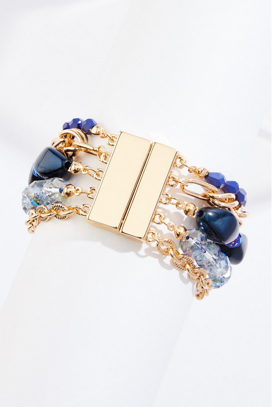 Cato Fashions Glass Beaded Chain Magnetic Bracelet