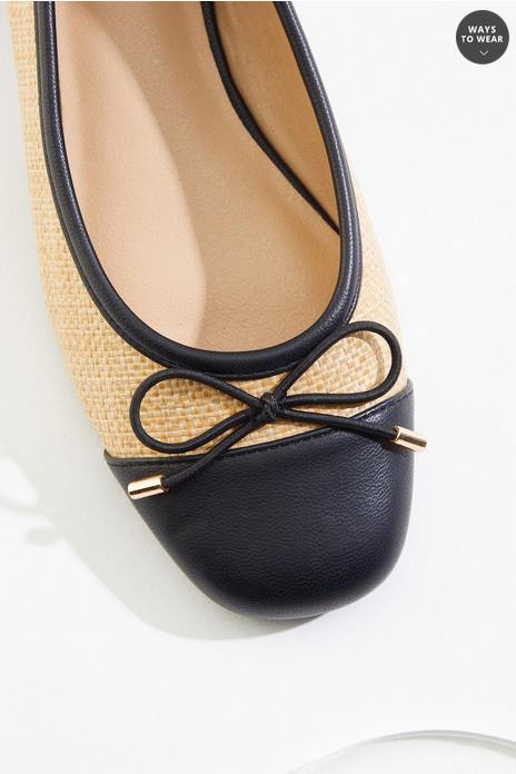 Cato Fashions Raffia Toe Cap Ballet Flats