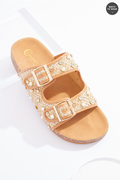 Cato Fashions Embellished Raffia Sandals