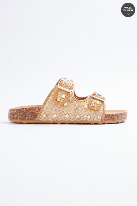 Cato Fashions Embellished Raffia Sandals