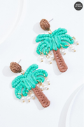 Cato Fashions Raffia Palm Tree Dangly Earrings
