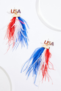 Cato Fashions Embellished Americana Feather Earrings