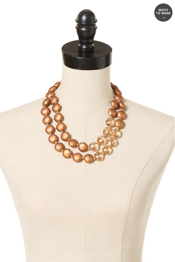 Cato Fashions Textured Brown Beaded Layered Necklace