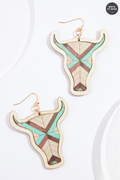 Cato Fashions Multicolor Wood Bull Head Earrings