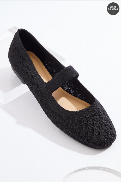 Cato Fashions Square Toe Fly Knit Mary Jane Flats